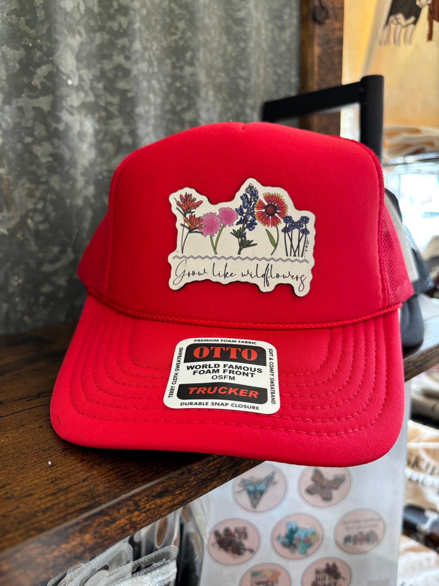 Grow Like Wildflowers Leather Patch Hats