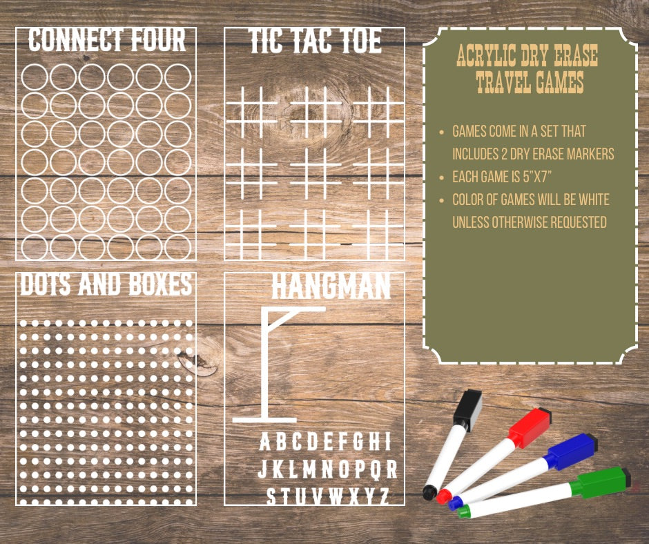 Acrylic Dry Erase, On-the-go Travel Games