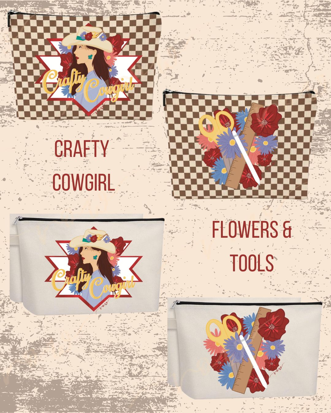 Crafty Cowgirl Zipper Pouches