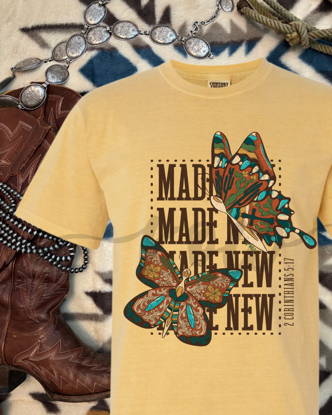 Made New Butterfly Tee, x4, 2 Corin. 5:17