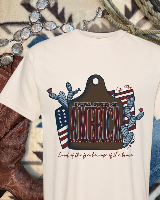 America Cow Tag Tee, USA 250 Anniversary