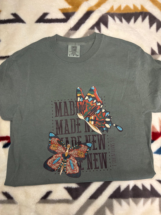 Made New Butterfly Tee, x4, 2 Corin. 5:17
