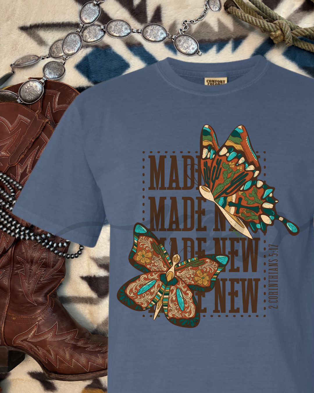 Made New Butterfly Tee, x4, 2 Corin. 5:17