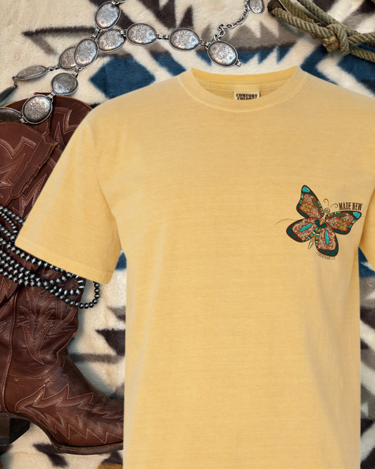 Made New Butterfly Tee, Circle Back Design, 2 Corin. 5:17