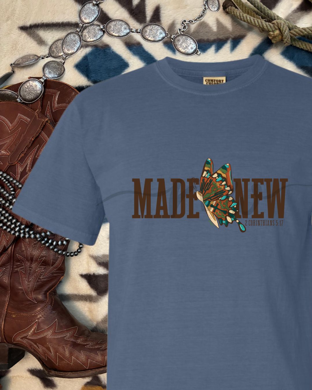 Made New Butterfly Tee, Words, 2 Corin. 5:17