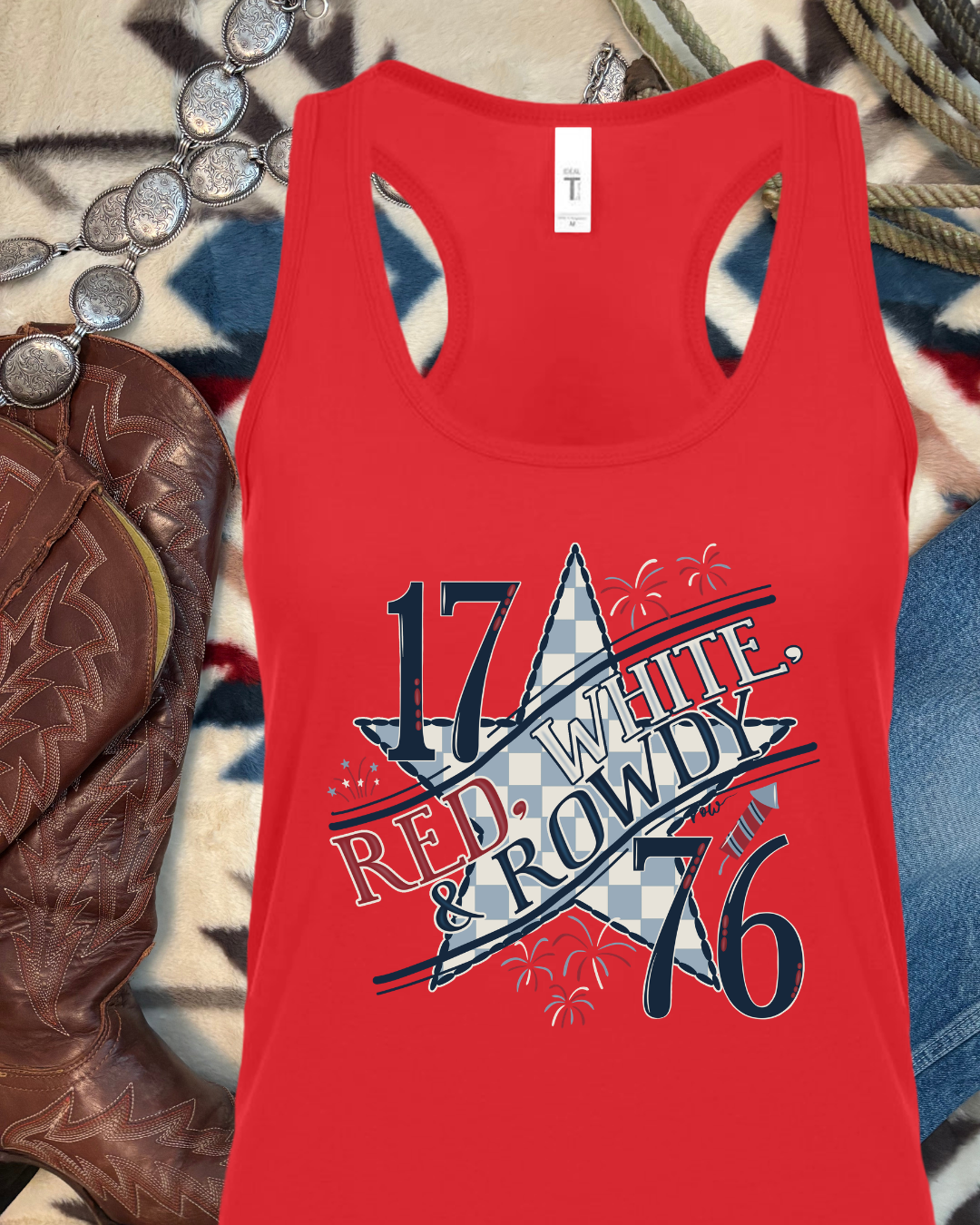 Red, White, & Rowdy Tank, USA 250 Anniversary