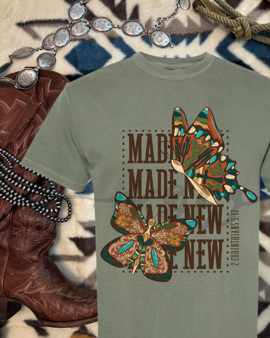 Made New Butterfly Tee, x4, 2 Corin. 5:17