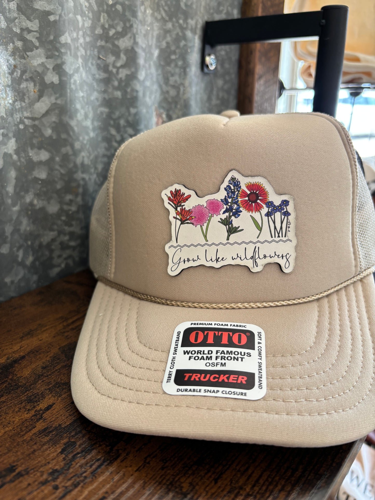 Grow Like Wildflowers Leather Patch Hats
