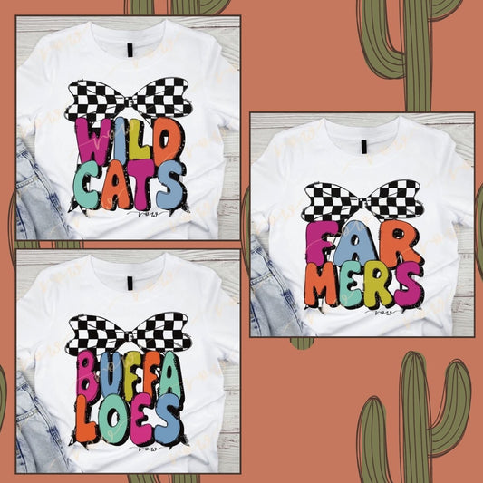Custom Checkered Bow Tshirt