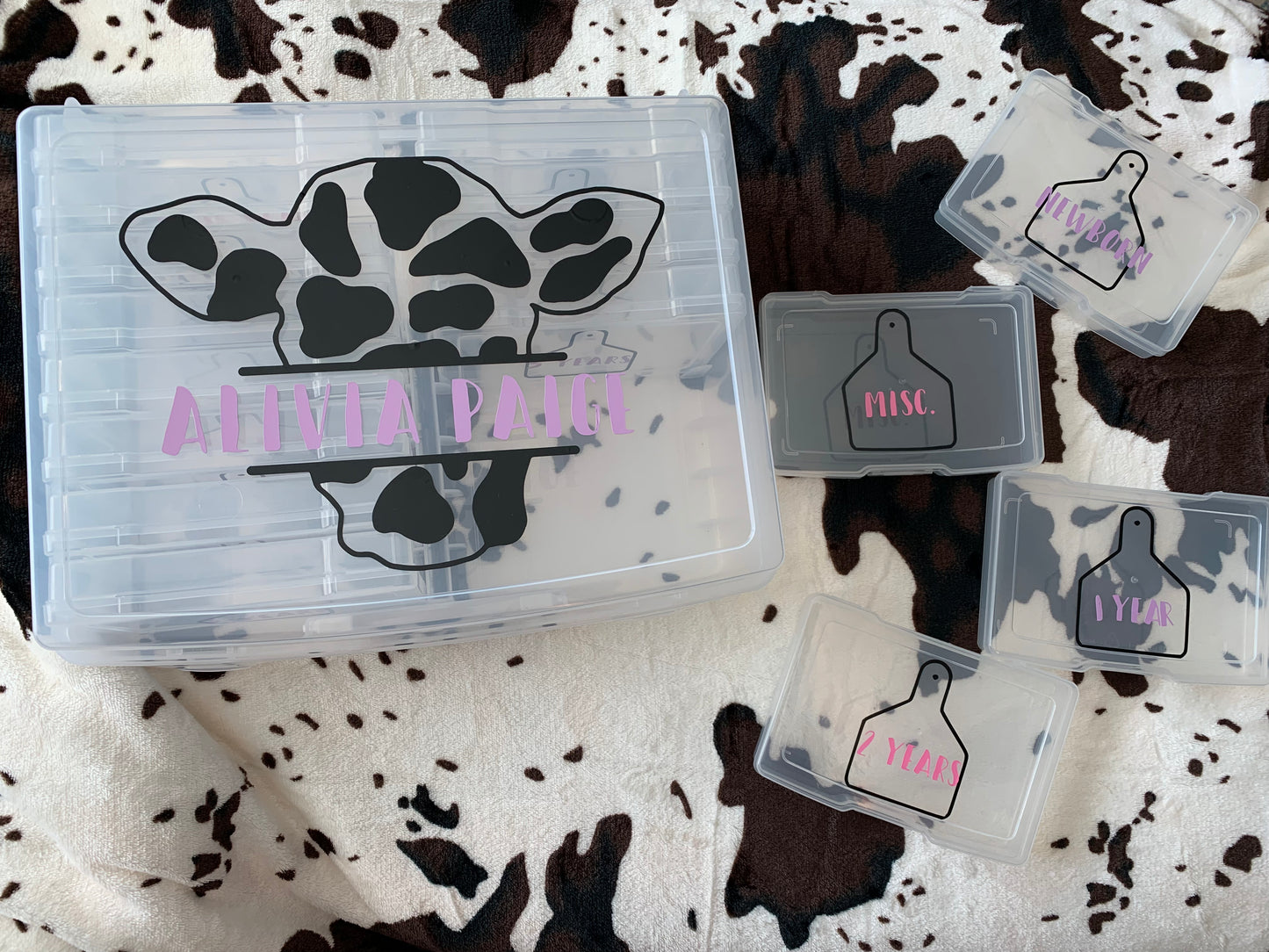 Cow Tag Photo Storage Box