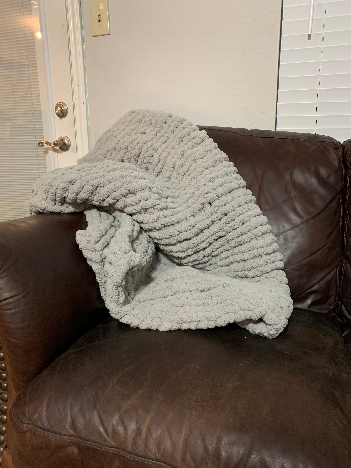 Chunky Knit Solid Grey Blanket