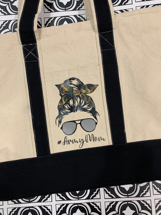 Army Mom Canvas Tote Bag