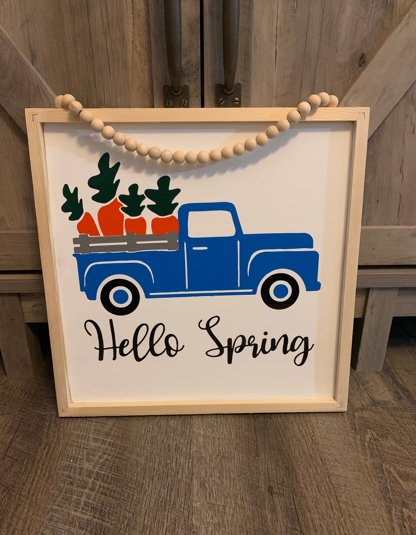 Hello Spring Farm Truck w/ Carrots Sign